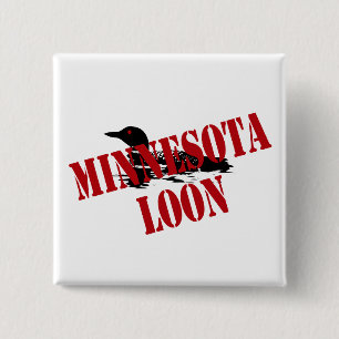 Minnesota Loon Vierkante Button 5,1 Cm