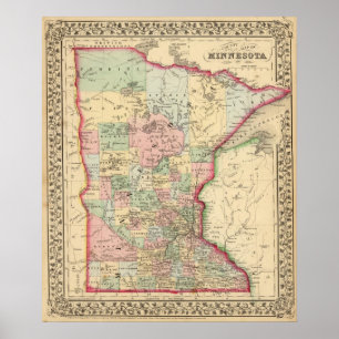 Minnesota Map door Mitchell Poster