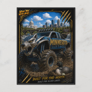 Minnesota Monster Truck Off Road Kunst Briefkaart