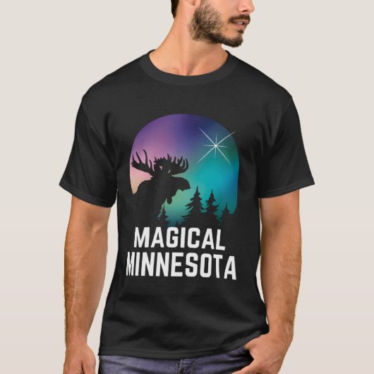 Minnesota Moose Northern Aurora Borealis Lights MI T-shirt (Voorkant)