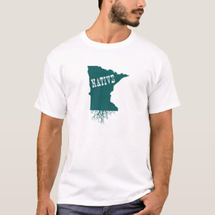 Minnesota Native Green State Shape Tree Roots T-shirt