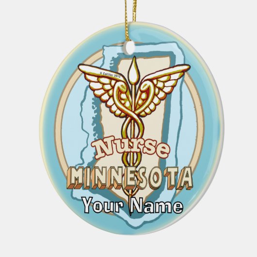 Minnesota Nurse Caduceus Keramisch Ornament (Links)
