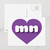 Minnesota paars hart - Ik hou van mn Briefkaart (Voorkant / Achterkant)