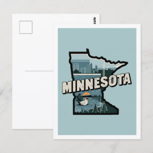 Minnesota Retro Travel Design Iconische Verenigde  Briefkaart