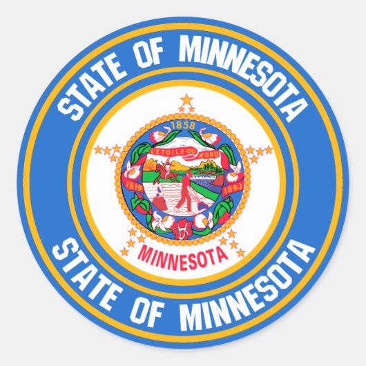 Minnesota Round Emblem Ronde Sticker (Voorkant)