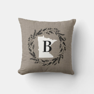 Minnesota Rustic Wreath Monogram Sierkussen