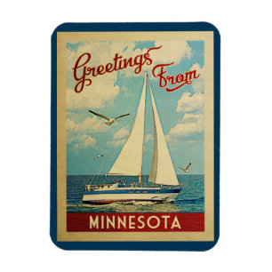 Minnesota Sailboot Vintage Travel Magneet