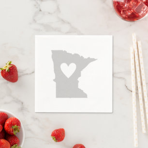 Minnesota Shaped Gray Heart Cutout Paper Servetten