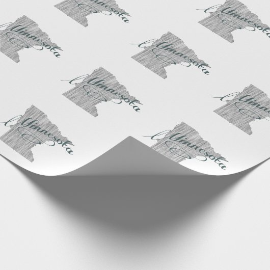 Minnesota Shaped Gray Typography Text Cadeaupapier (Hoek)