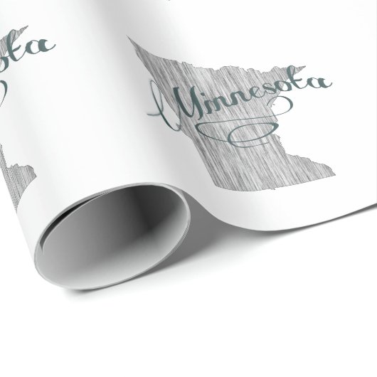 Minnesota Shaped Gray Typography Text Cadeaupapier (Rol Hoek)