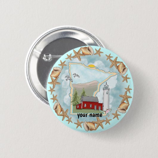 Minnesota Shells Lighthouse-pinknop Ronde Button 5,7 Cm (Voorkant /achterkant)