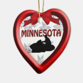Minnesota Snowmobile Heart Kerstannament Keramisch Ornament (Links)