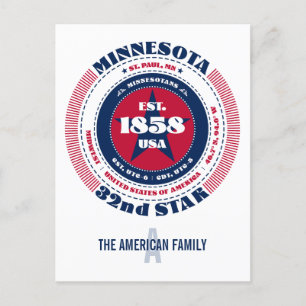 Minnesota, St. Paul, MN, Patriottisch, Monogram Briefkaart
