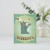Minnesota staatskaart - Groen Briefkaart (Staand voorkant)