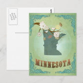 Minnesota staatskaart - Groen Briefkaart (Voorkant / Achterkant)