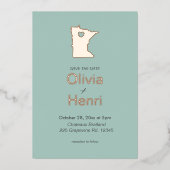 Minnesota State Destination Wedding Save the Date Folie Uitnodiging (Voorkant)