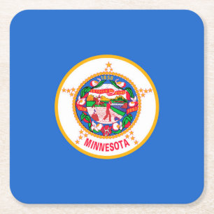 Minnesota State Flag Design Vierkante Kartonnen Onderzetter