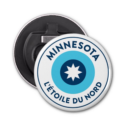 Minnesota State Flag Roundel Button Flesopener (Voorkant)