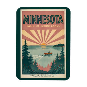 Minnesota State Illustratie Reis Kunst Vintage Magneet