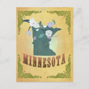 Minnesota State Kaart- Passievrucht geel Briefkaart