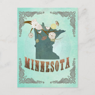  Minnesota State Map - Turquoise Blue Briefkaart