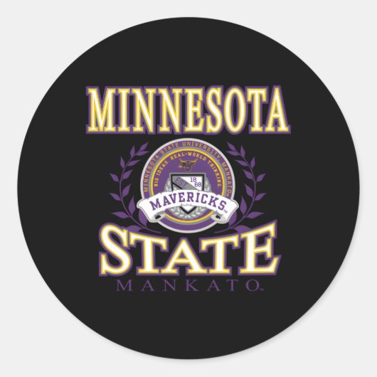 Minnesota State Mavericks Laurels Ronde Sticker (Voorkant)