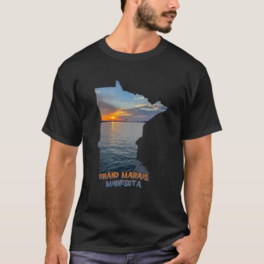 Minnesota State Outline Grand Marais Sunset  1 T-shirt (Voorkant)