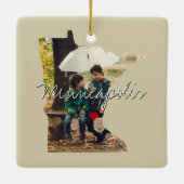 Minnesota State Photo insert and town name Keramisch Ornament (Achterkant)