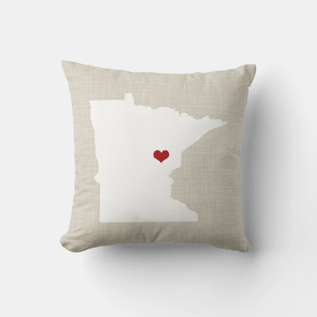 Minnesota State Pillow Faux Linen gepersonaliseerd Kussen (Voorkant)
