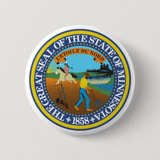 Minnesota State Seal Emblem Ronde Button 5,7 Cm (Voorkant)