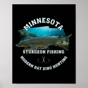 Minnesota Sturgeon Vist moderne Dino-jacht Poster