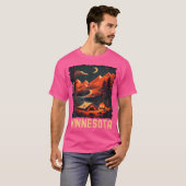 Minnesota Sunset Retro 70s  wandelcamping T-shirt (Voorkant volledig)