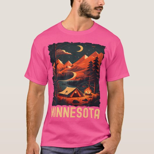 Minnesota Sunset Retro 70s  wandelcamping T-shirt (Voorkant)