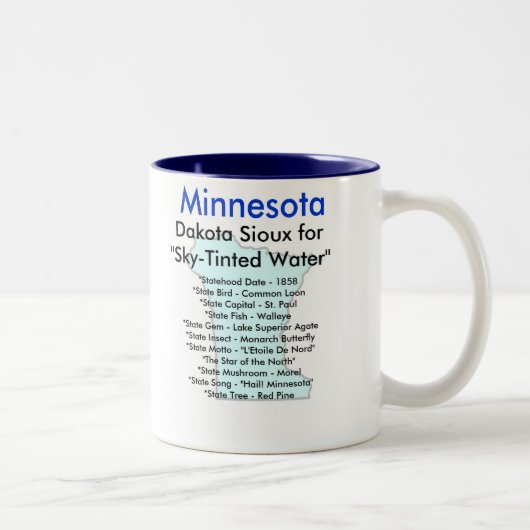 Minnesota Symbols & Map Tweekleurige Koffiemok (Rechts)