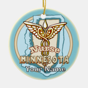 Minnesota Verpleegster Caduceus  Keramisch Ornament