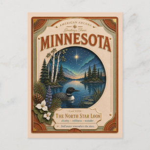 Minnesota Vintage Paper Cut Amerikaanse Arcana Briefkaart