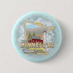 Minnesota Vuurtoren speld knop Ronde Button 5,7 Cm