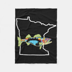 Minnesota Walleye Vissen Zoetwatervisser Walleye V Fleece Deken