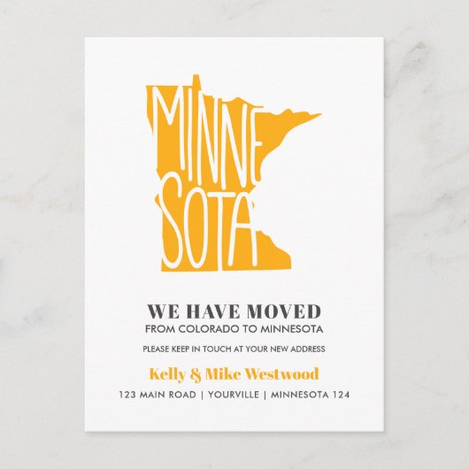 MINNESOTA We hebben New address New Home verplaats Briefkaart (Voorkant)