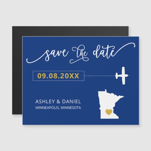 Minnesota Wedding Save the Date Kaart, kaart (Voorkant / Achterkant)