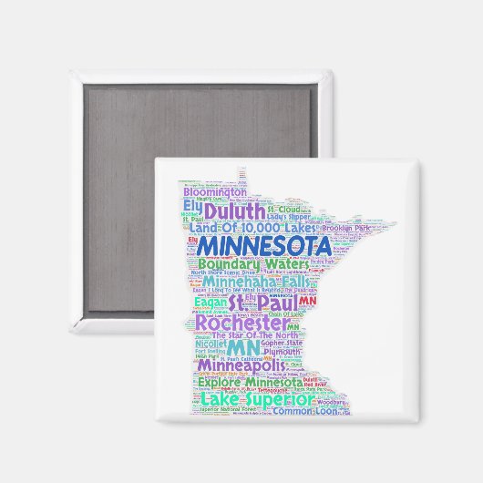 Minnesota Word Cloud Magneet (Voorkant / Achterkant)