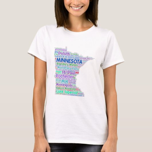 Minnesota Word Cloud T-shirt (Voorkant)