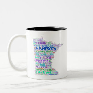 Minnesota Word Cloud Tweekleurige Koffiemok