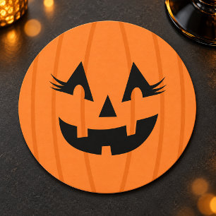 Minnie Oranje Jack o Lantern Wimpers Pompoen Ronde Kartonnen Onderzetter