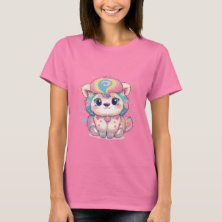 Minnimale illustratie van een knuffelkat t-shirt