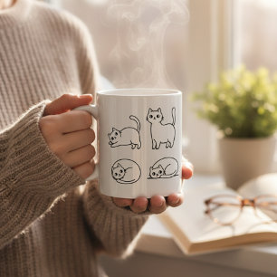Minnimumnisme kat lijnkunst koffiekop koffiemok