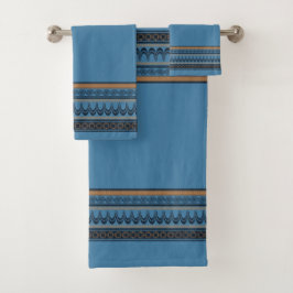 Minoïsche blauwe badhanddoek set - Ancient Eleganc Bad Handdoek