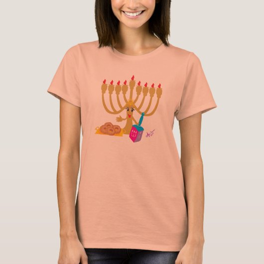 Minorah & Dreidel Navy manches longues T-shirt (Devant)
