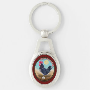 Minorca Rooster Goedemorgen Ovaal Sleutelhanger