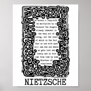 Minotaur van geweten citeert Nietzsche Poster